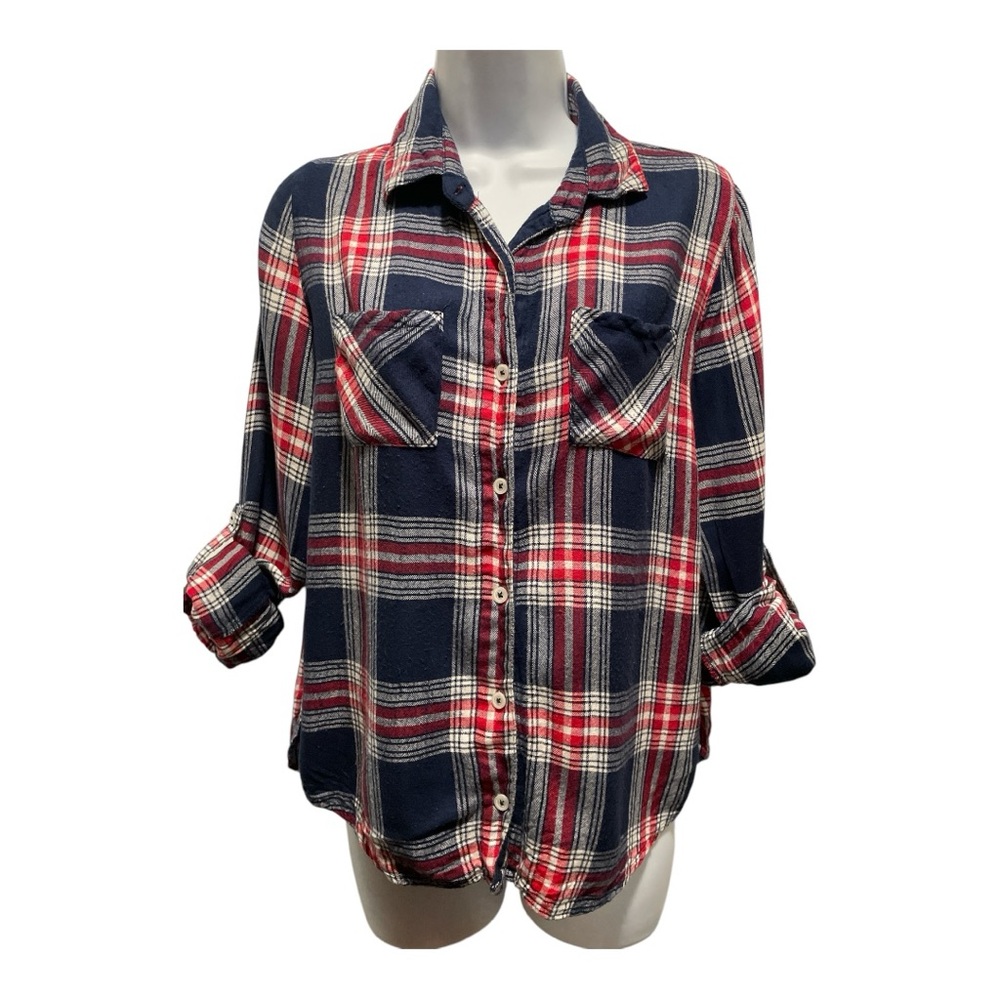💙♥️FRANCESCA’S ALYA WOMENS PLAID BUTTOM DOWN SHIRT•SIZE SMALL 💙♥️